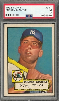 1952 Topps #311 Mickey Mantle Rookie Card – PSA NM 7 – Truly Exceptional Colors!